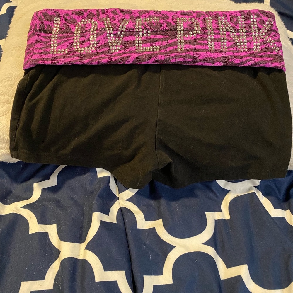 Pink! Rhinestone yoga shorts!